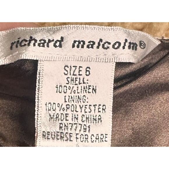 Richard Malcolm Sz 6 100% Linen Green Brown Mod Canvas Sheath Pockets Retro Zip - Picture 5 of 16